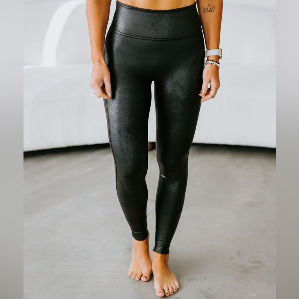Spanx Black Faux Leather Leggings Sz S